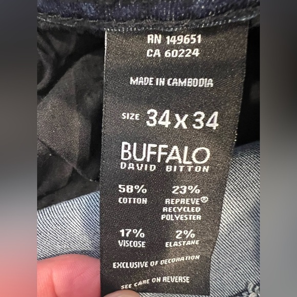 Buffalo David Bitton Adam Slim Stretch 34/34 Men's Blue Jeans - Picture 4 of 6